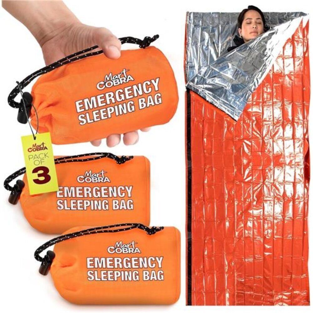 Emergency Sleeping Bag 3-Pack Ultra-Lightweight, Thermal